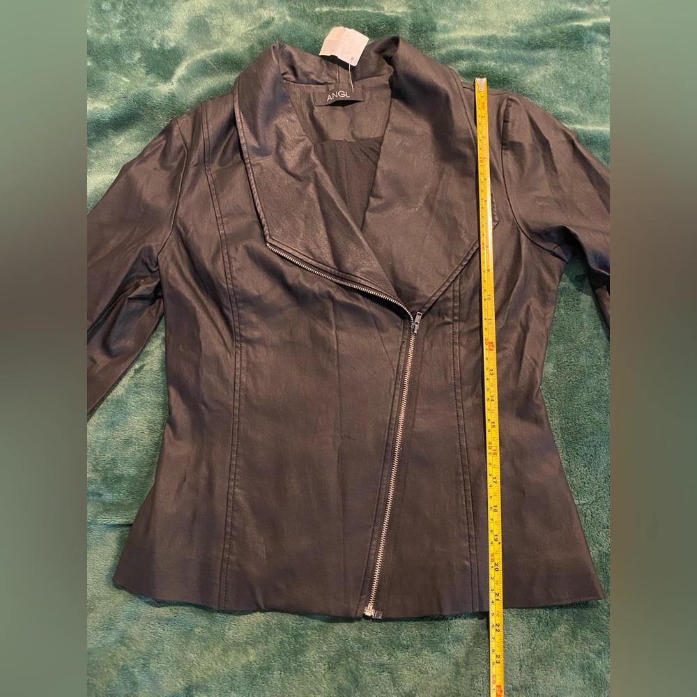 ANGL Faux Leather Moto Jacket NWT Size L - Picture 7 of 11